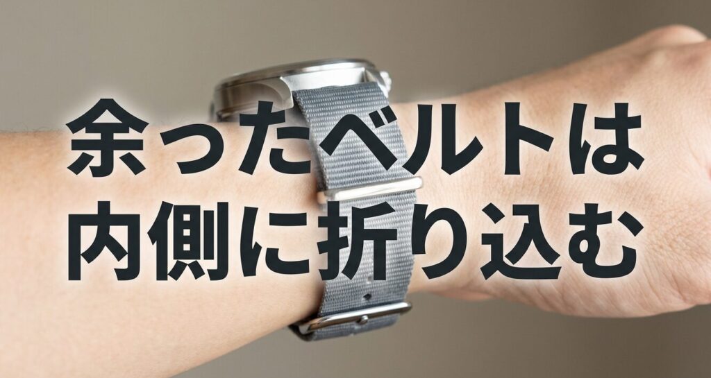 NATOベルトの余った部分の折り返し方（外折り・内折り）と綺麗な着け方の図解