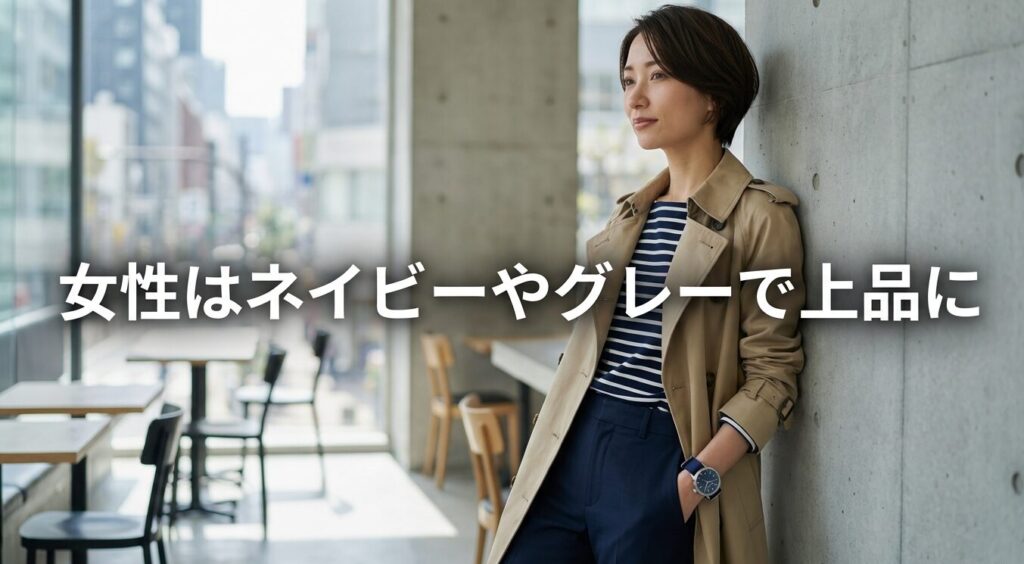 女性も取り入れやすいネイビーやグレーの活用