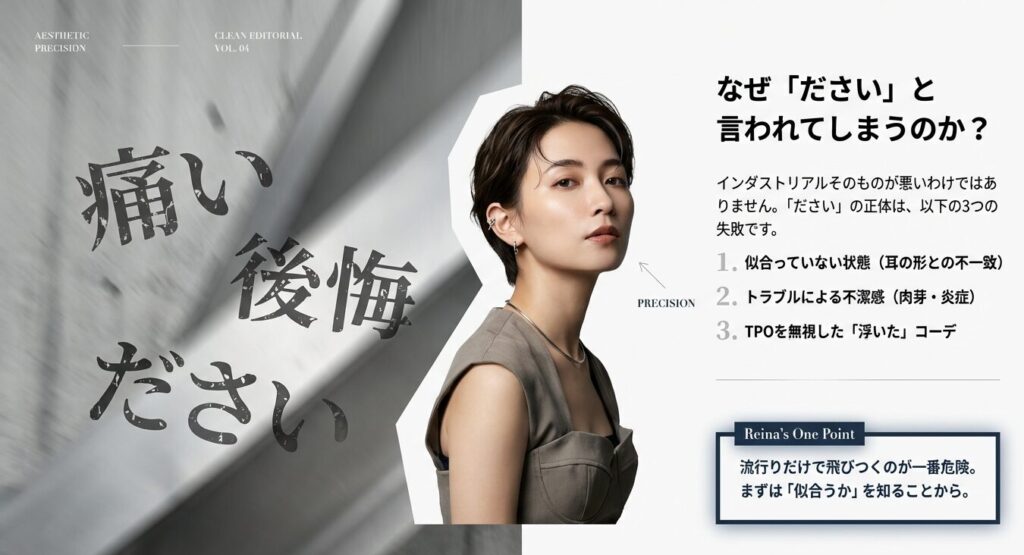 インダストリアルがださいと言われる3つの失敗要因(似合っていない、トラブル、TPO無視