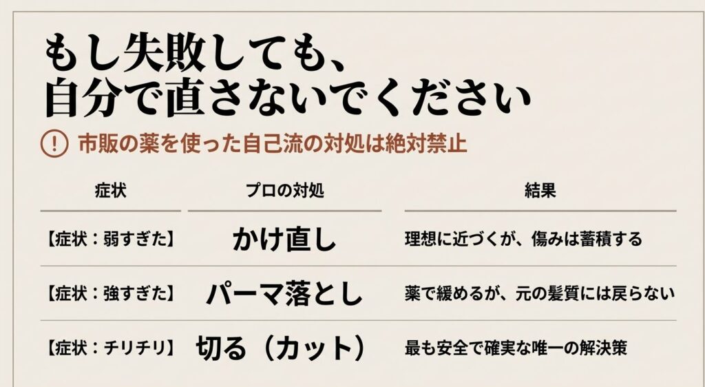 パーマで失敗しても自分で直さないで!市販の薬を使った自己流の対処は絶対禁止