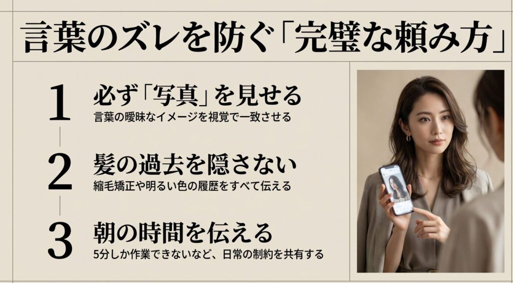 美容室での言葉のズレを防ぐ完璧な頼み方。必ず写真を見せる