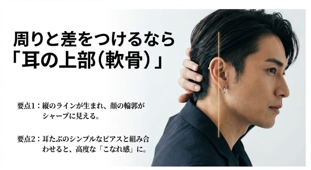 耳の上部である軟骨にピアスをつけるメリットの解説