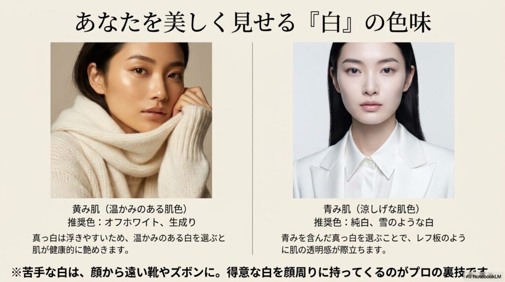 イエベ・ブルベ別、あなたを美しく見せる白の色味