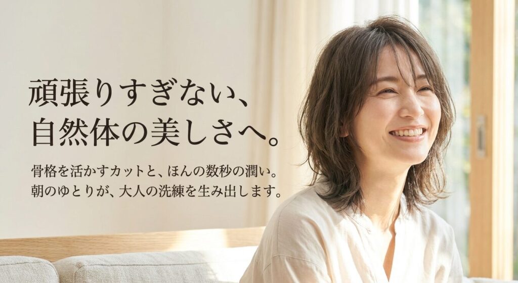 骨格を活かすカットと数秒の潤いケアで作る、朝のゆとりと大人の洗練を生み出すナチュラルウルフのまとめ