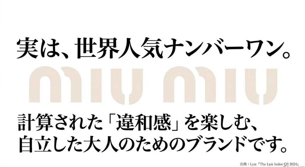 ミュウミュウは世界人気ナンバーワン。計算された違和感を楽しむ大人のためのブランド