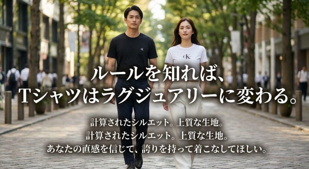 カルバンクラインのTシャツをラグジュアリーに変える着こなしのルール