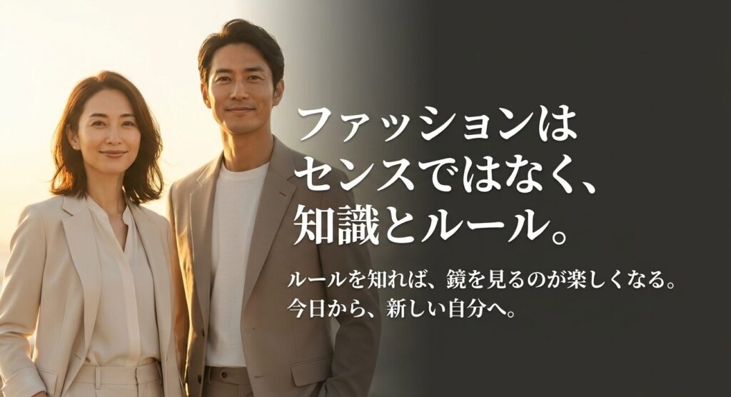 ファッションはセンスではなく知識とルールであり、ルールを知れば鏡を見るのが楽しくなるというメッセージ