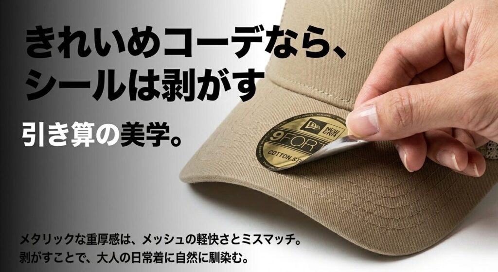 大人は「シールを剥がす」。引き算の美学で、服に馴染ませる