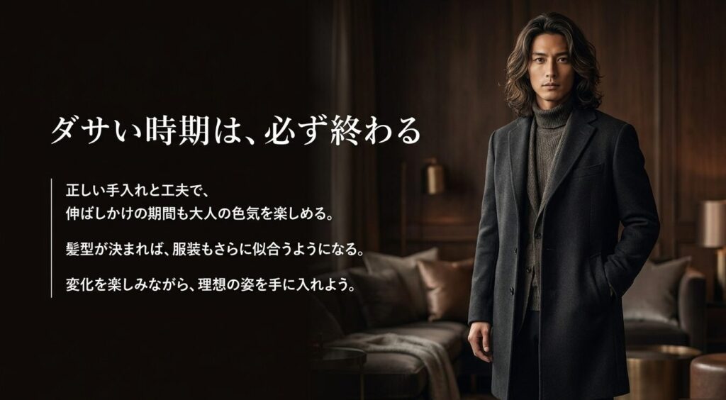 正しい手入れと工夫でダサい時期は必ず終わる。変化を楽しみながら理想のロン毛を手に入れよう