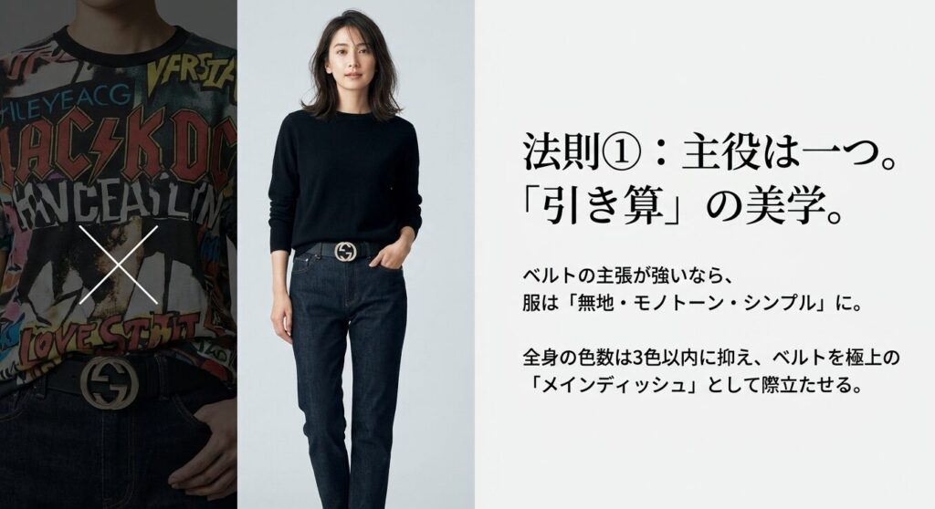 ベルトを主役にする引き算の美学