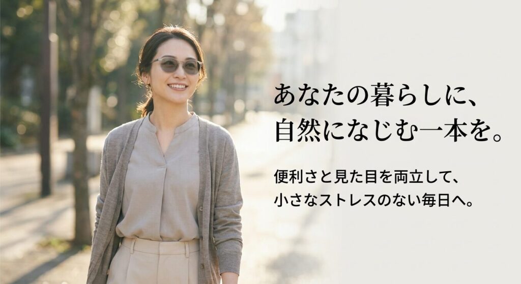 調光レンズを日常に自然になじませ、便利さと見た目を両立する選び方を伝えるまとめ画像
