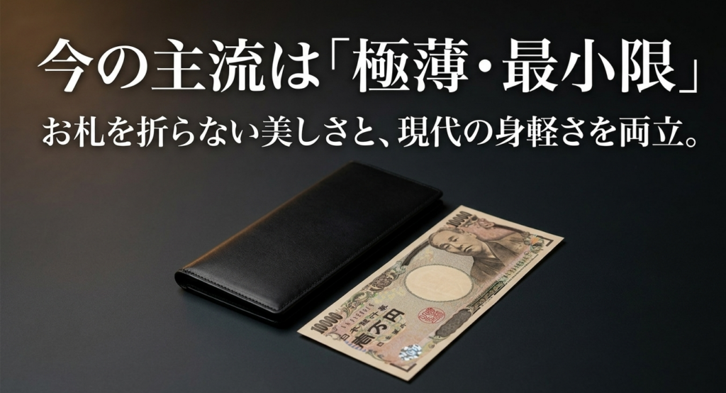 今の主流は極薄・最小限。お札を折らない美しさと、現代の身軽さを両立。