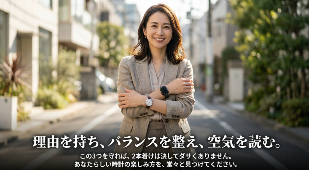 理由を持ち、バランスを整え、空気を読むことで2本着けはダサくならないという結論