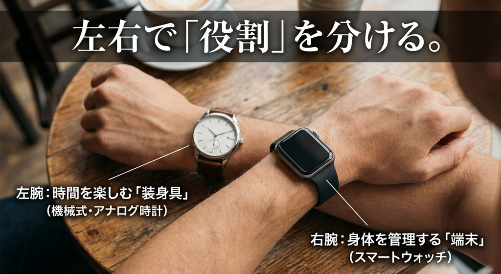 左腕の機械式時計と右腕のスマートウォッチで役割を分ける新しいダブルリスティング