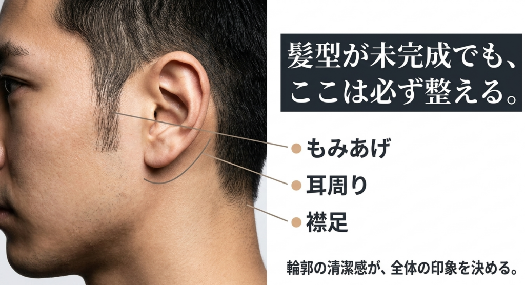 伸びかけ坊主の清潔感を保つために整えたいもみあげ・耳周り・襟足