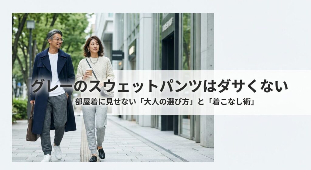 グレーのスウェットパンツをおしゃれに着こなす大人のコーディネート