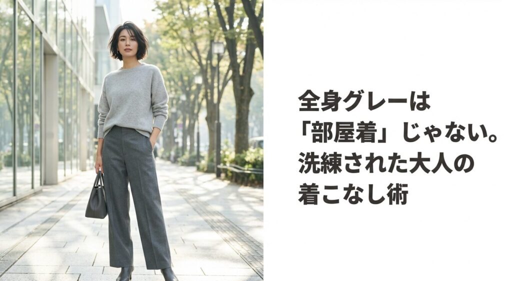 全身グレーは部屋着じゃない！大人の洗練コーデ