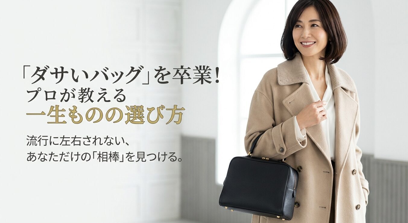 ダサいバッグを卒業するための、プロが教える一生ものバッグの選び方ガイドの表紙スライド