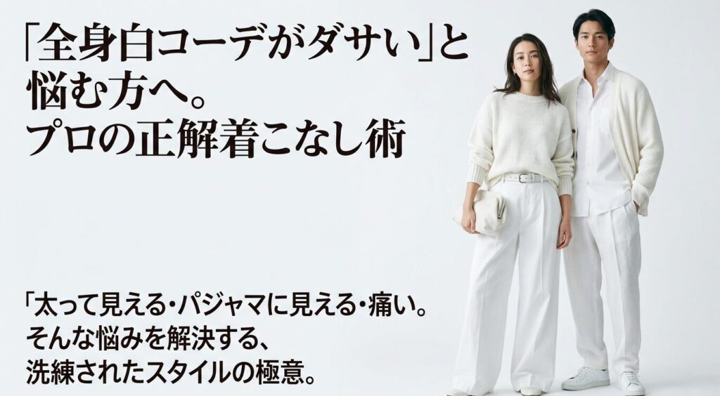 全身白コーデがダサいと悩む方へ向けたスタイルの極意