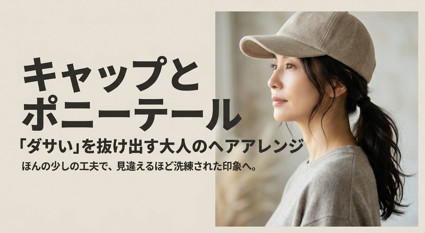 キャップとポニーテール「ダサい」を抜け出す大人のヘアアレンジの表紙スライド