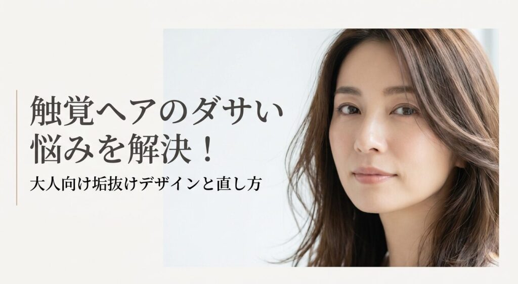 触覚ヘアのダサい悩みを解決！大人向け垢抜けデザインと直し方のスライド表紙