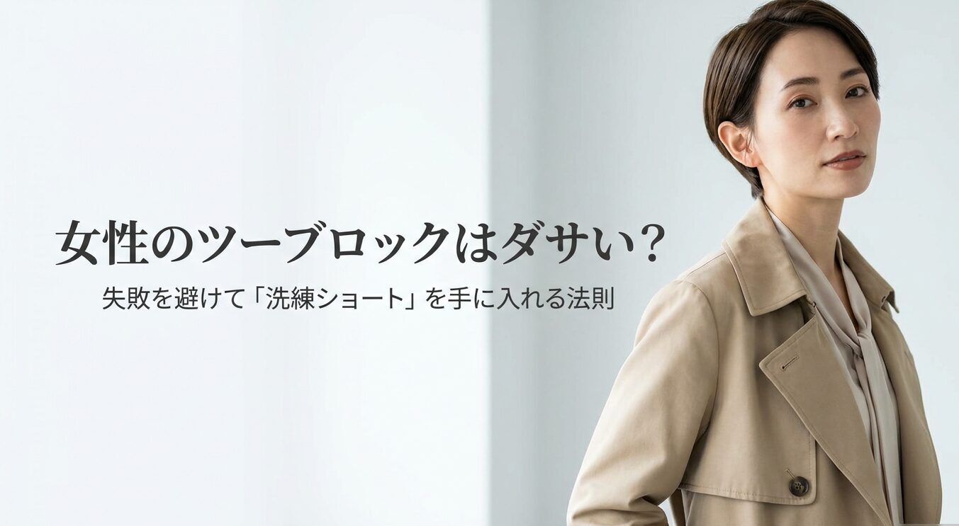 女性のツーブロックはダサい？失敗を避けて洗練ショートを手に入れる法則のタイトルスライド