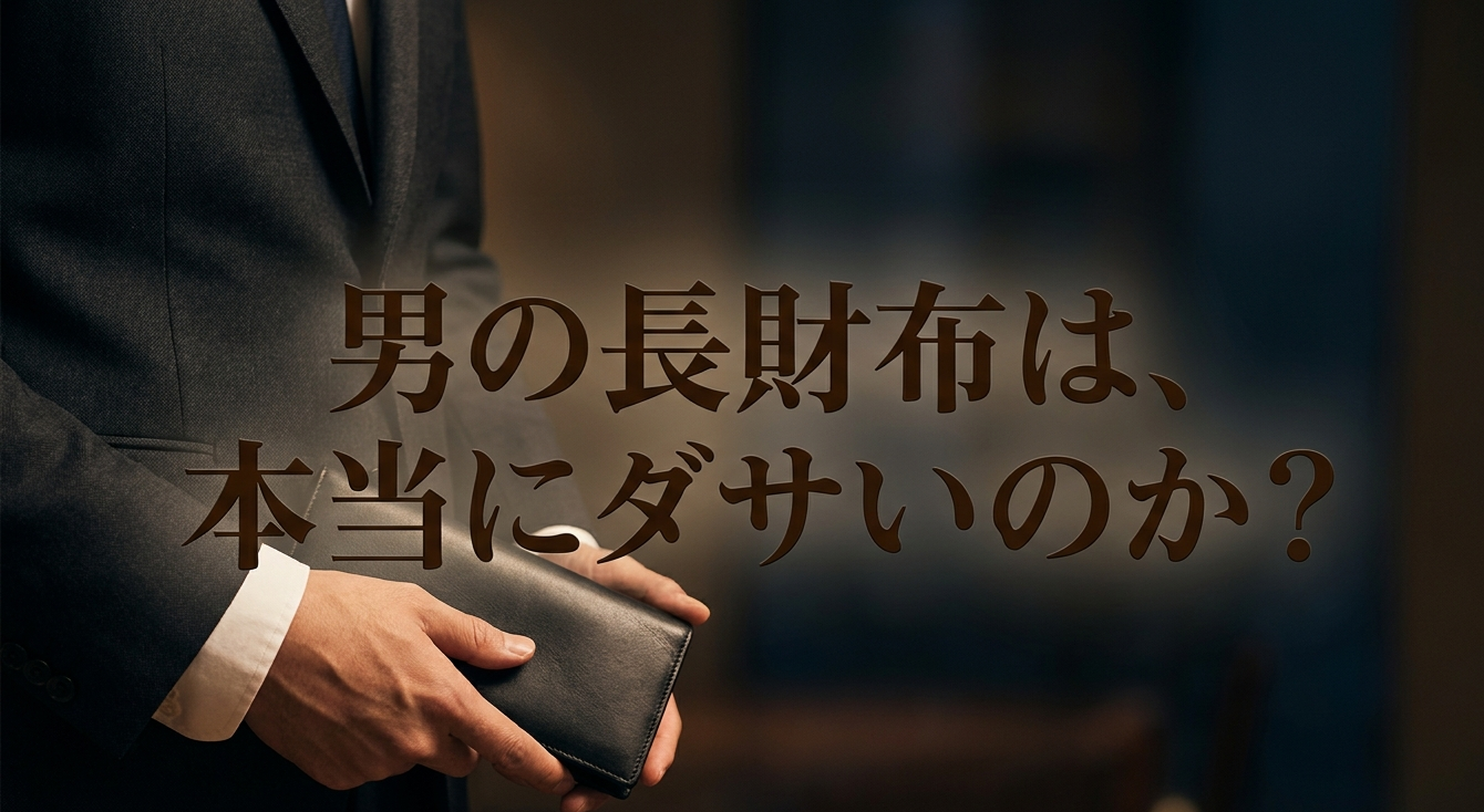 男の長財布は本当にダサいのか?を表すスライド